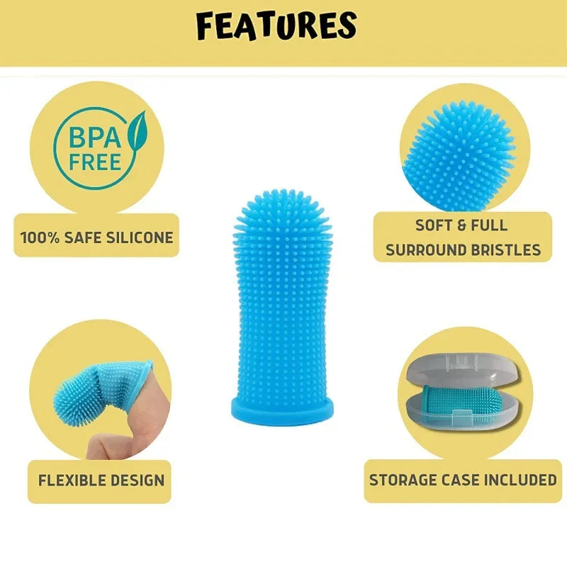 Pet Finger Toothbrush — Soft Silicone Teeth Cleaner for Cats & Dogs