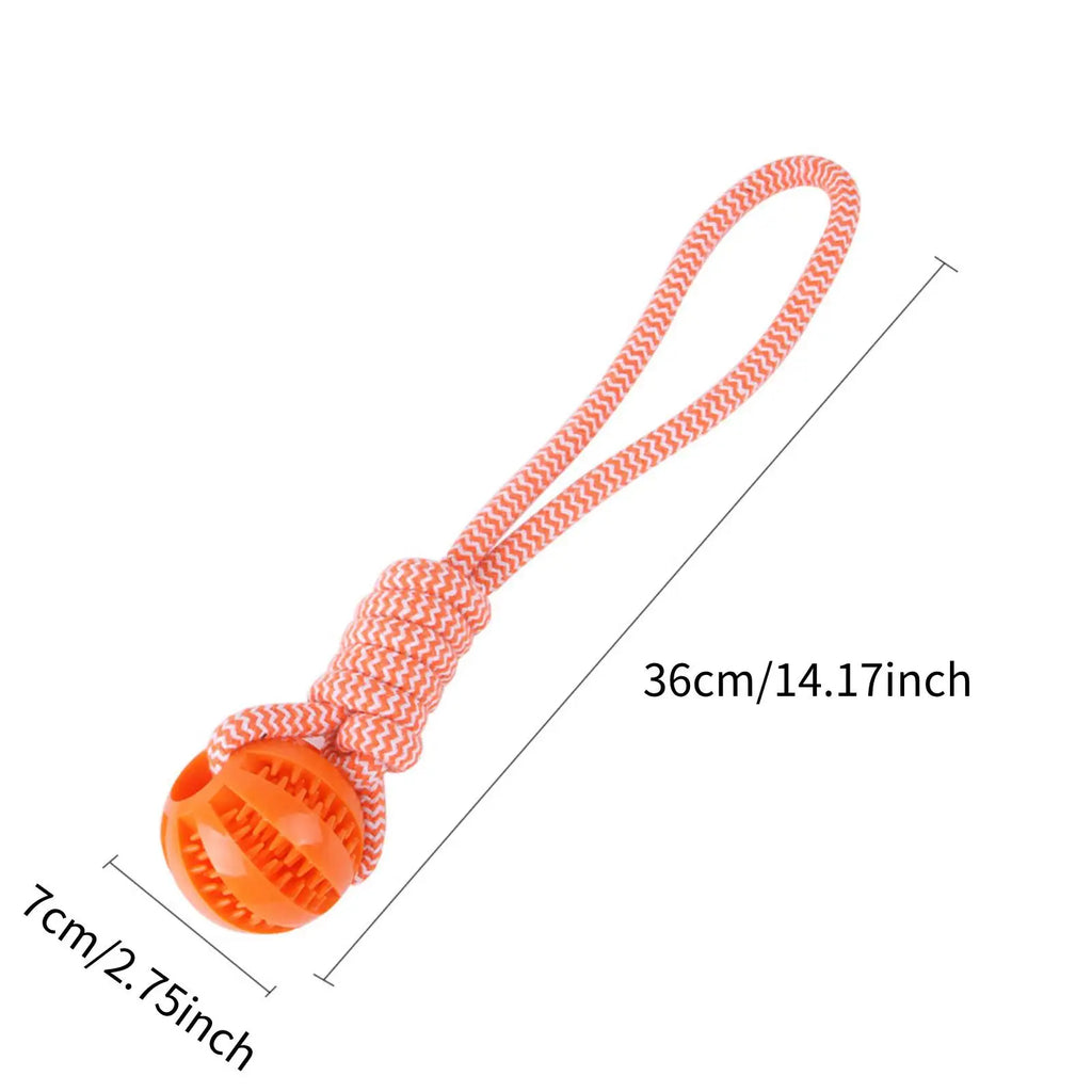 Interactive Dog Rope Ball Toy – Treat-Dispensing & Teeth-Cleaning Puzzle