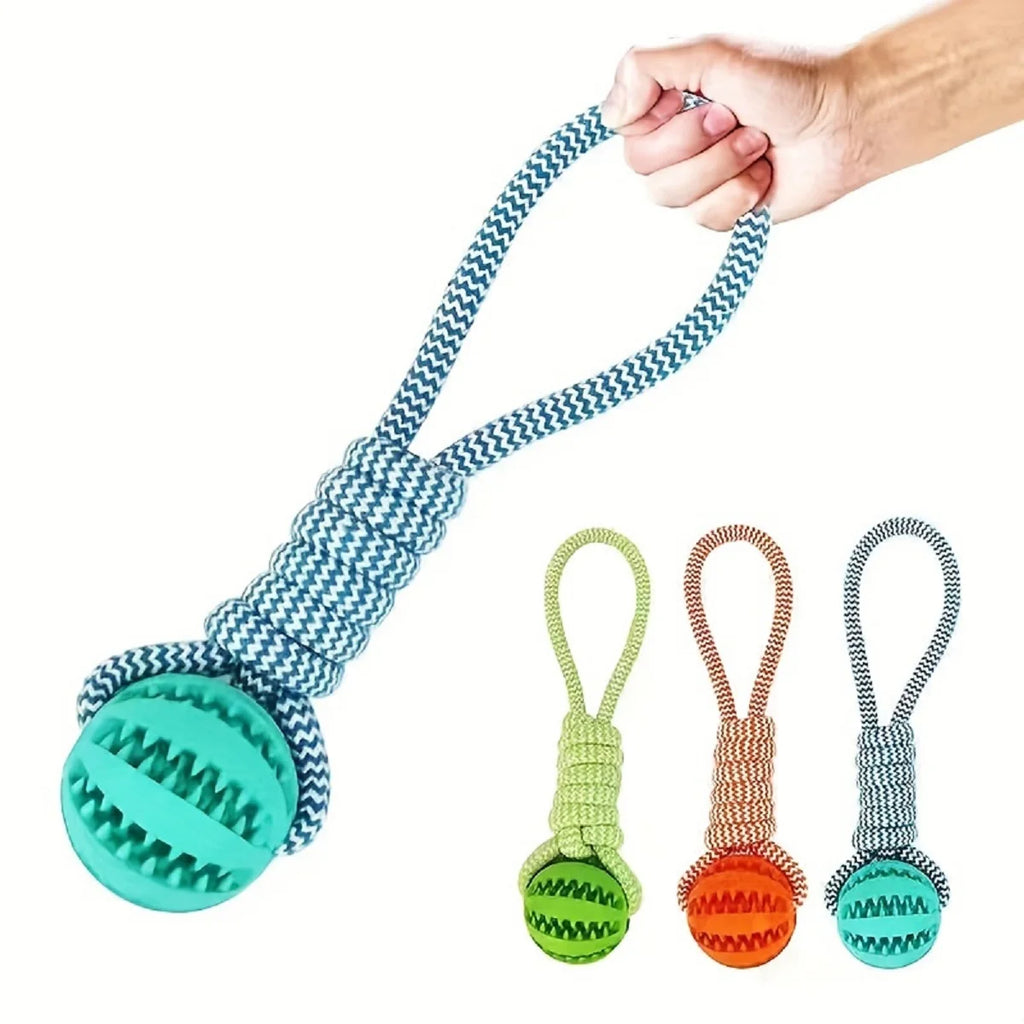 Interactive Dog Rope Ball Toy – Treat-Dispensing & Teeth-Cleaning Puzzle