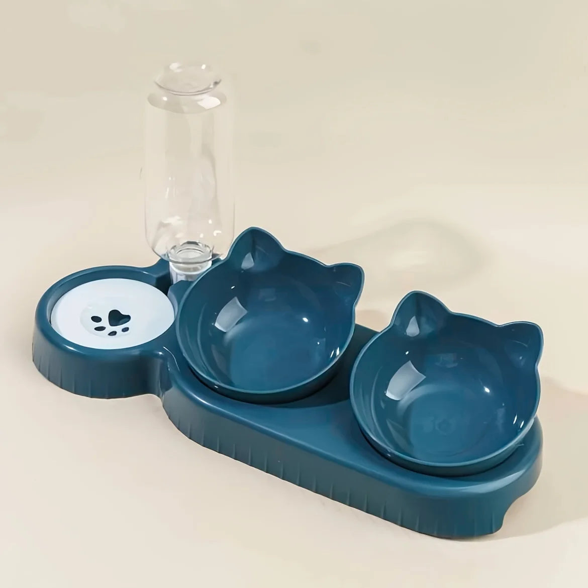 3-in-1 Tilted Cat Bowl Set – Ergonomic Neck Protection, Food & Water Dispenser for Cats & Dogs