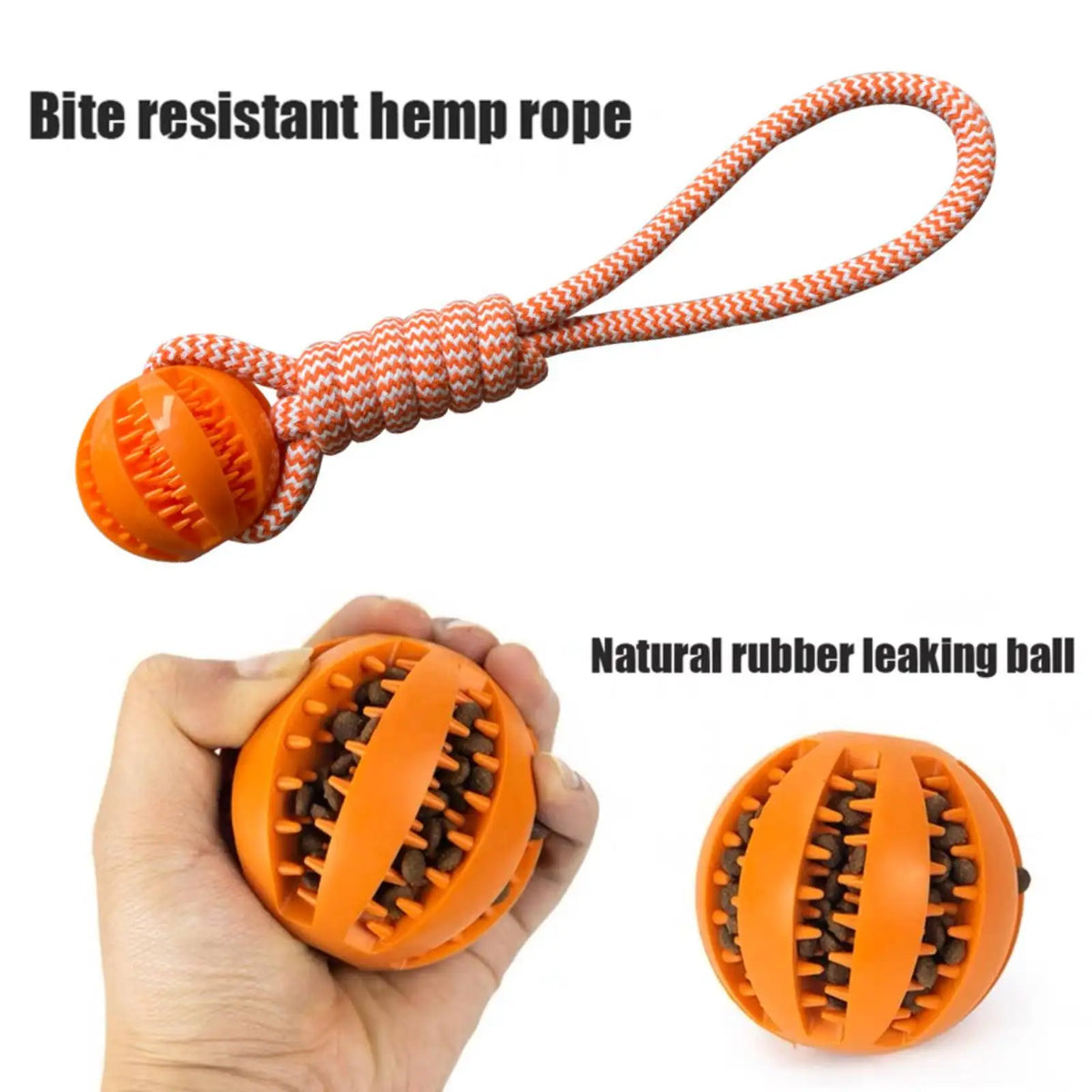 Interactive Dog Rope Ball Toy – Treat-Dispensing & Teeth-Cleaning Puzzle