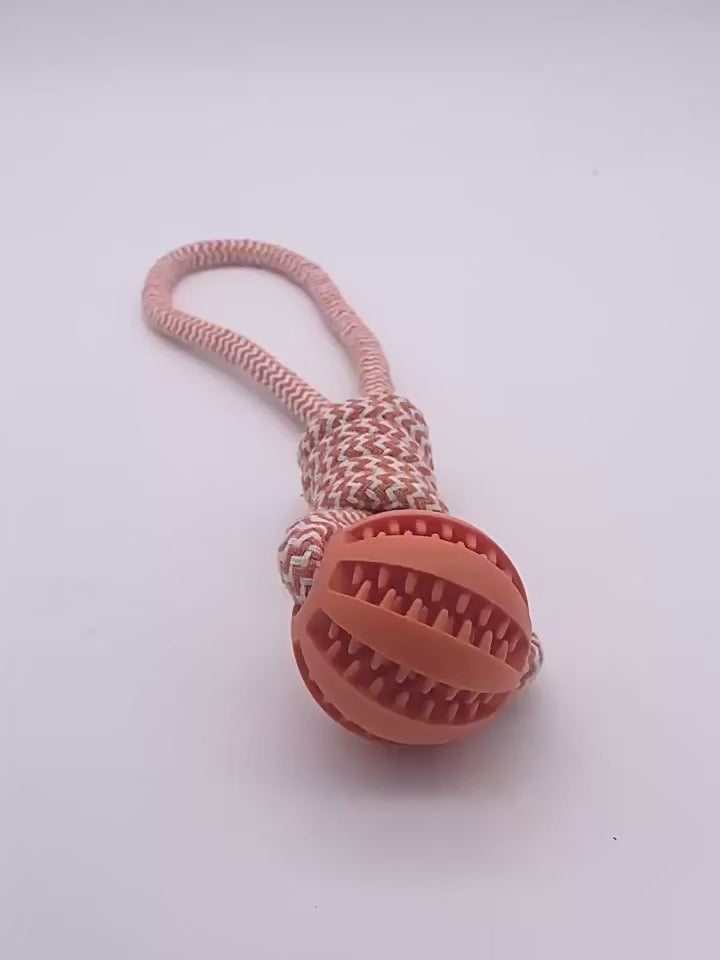 Interactive Dog Rope Ball Toy – Treat-Dispensing & Teeth-Cleaning Puzzle